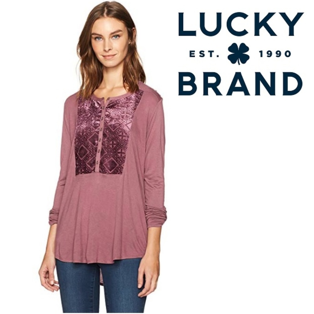 Lucky Brand  Lavender Purple Velvet Shirt XL NWT
